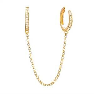 NEW KIKICHIC women's cubic zirconia diamond chain ear cuff with hoop earrings in